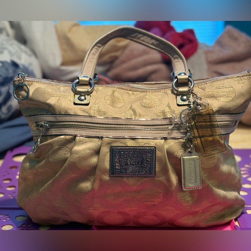 Coach Poppy Metallic Gold Shoulder Bag